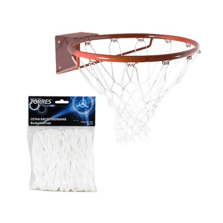 Купить Сетка баскетбольная Torres, нить 4 мм, белая в Унече 